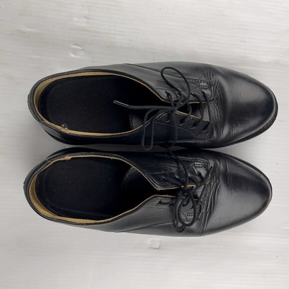 VIBRAM Oxford Dark Academia Gothcore Leather Flats Black shoes Size 7 - Picture 9 of 12